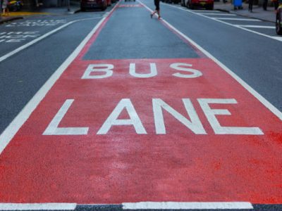 Bus lane road marking, Sidney, Australia